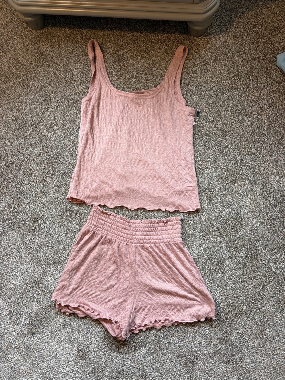 Soft Ribbed Pink Tank & Shorts Lounge Set